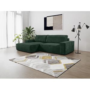 Hoekslaapbank AMELIA van PASCAL MORABITO - Ribfluweel - Groen - Hoek links L 267 cm x H 85 cm x D 167 cm