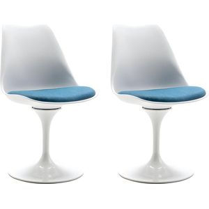 Set van 2 stoelen - Polypropyleen en metaal - Blauw en wit - XAFY L 49 cm x H 82 cm x D 56.5 cm