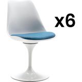 Set van 6 stoelen - Polypropyleen en metaal - Blauw en wit - XAFY L 49 cm x H 82 cm x D 56.5 cm