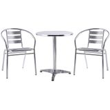 Tuinset tafel en stoelen van aluminium - kleine ronde tafel en twee stoelen - MONTMARTRE