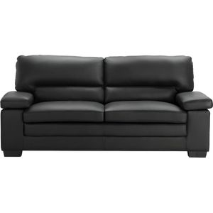 Driezitsbank en fauteuil van buffelleer MIMAS - zwart L 210 cm x H 96 cm x D 90 cm