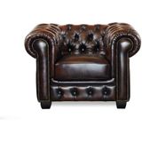 BRENTON Chesterfield 3-zitsbank en fauteuil van 100% buffelleer - trendy en tijdloos design