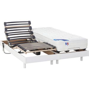 DREAMEA Elektrisch bed – bedbodem en matras – pocketveren en vormgeheugen APOLLO van DREAMEA - wit - 2x80x200 cm L 200 cm x H 30 cm x D 80 cm