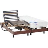 Elektrisch bed – bedbodem en matras – pocketveren en vormgeheugen APOLLO van DREAMEA - kersenhout - 2x80x200 cm