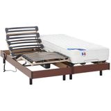 Elektrisch bed – bedbodem en matras – pocketveren en vormgeheugen APOLLO van DREAMEA - kersenhout - 2x80x200 cm