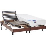 Elektrisch bed – bedbodem en matras – pocketveren en vormgeheugen APOLLO van DREAMEA - kersenhout - 2x80x200 cm