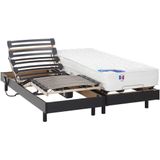 DREAMEA Elektrisch bed – bedbodem en matras – pocketveren en vormgeheugen APOLLO van DREAMEA- zwart - 2x80x200 cm L 200 cm x H 30 cm x D 80 cm