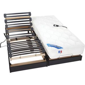 Elektrisch bed – bedbodem en matras – pocketveren en vormgeheugen APOLLO van DREAMEA- zwart - 2x80x200 cm