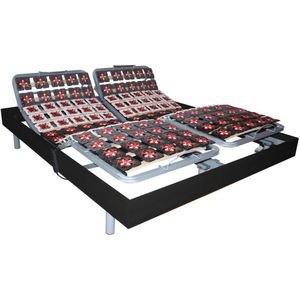 DREAMEA Elektrische bedbodem 2x65 met contactplaatjes kleur zwart hout van DREAMEA - 2x80x200cm - motoren OKIN L 200 cm x H 35 cm x D 160 cm