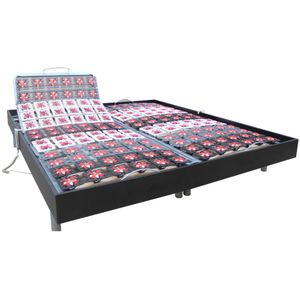 Elektrische bedbodem 2x78 met contactplaatjes kleur zwart hout van DREAMEA - 2x90x200cm  - motoren OKIN