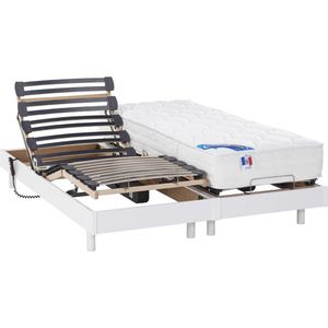 DREAMEA Elektrisch bed – bedbodem en matras – pocketveren en vormgeheugen APOLLO van DREAMEA - wit - 2x90x200 cm L 200 cm x H 30 cm x D 90 cm