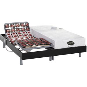 Elektrisch bed - bedbodem en matras - met vormgeheugen en bamboe LYSIS III van DREAMEA - motoren OKIN - 2 x 90 x 200 cm - zwart