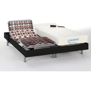 Vente-unique Elektrische bedbodem en matras met vormgeheugen HESIODE III van DREAMEA - motoren OKIN - zwart - 2 x 80 x 200 cm L 200 cm x H 35 cm x D 160 cm