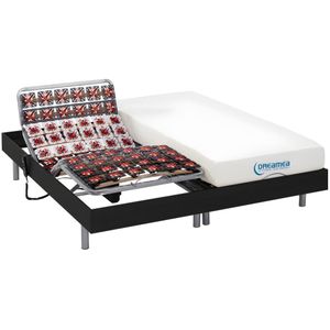 Elektrische bedbodem en matras met vormgeheugen HESIODE III van DREAMEA - motoren OKIN - zwart - 2 x 90 x 200 cm