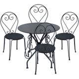 Metalen tuineetset met smeedijzer aspect : een tafel en 4 stoelen - antraciet - GUERMANTES