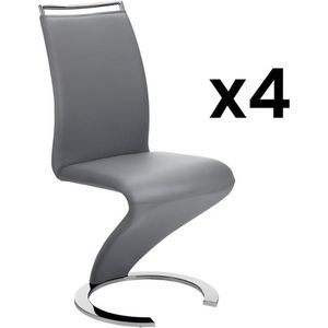 Set van 4 stoelen TWIZY - Kunstleer grijs L 61 cm x H 100 cm x D 49 cm