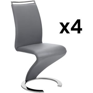 Set van 4 stoelen TWIZY - Kunstleer grijs