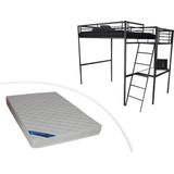 Hoogslaper CASUAL - Met bureau - Kleur: antraciet - Inclusief matras 140 x 190 cm