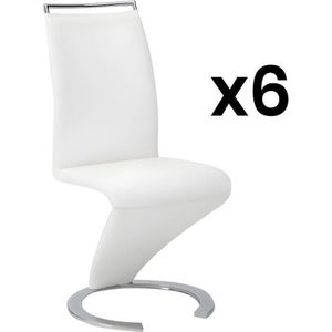 Set van 6 stoelen TWIZY - Wit kunstleer L 61 cm x H 100 cm x D 49 cm