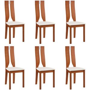 Set van 6 stoelen SILVIA - Massief beuken - Wit L 44 cm x H 103 cm x D 50 cm