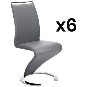 Set van 6 stoelen TWIZY - Kunstleer grijs L 61 cm x H 100 cm x D 49 cm