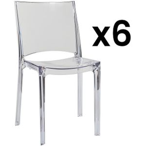Set van 6 stapelbare stoelen HELLY - Massief polycarbonaat - Kristal