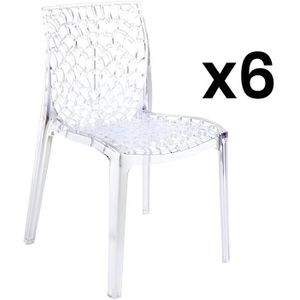 Set van 6 stapelbare stoelen DIADEME - Massief polycarbonaat - Kristal