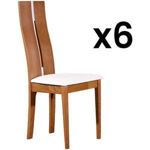 Set van 6 stoelen SALENA - Massief beuken eikenkleur