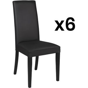 Set van 6 stoelen TACOMA - Kunstleer zwart met zwarte poten L 45 cm x H 98 cm x D 55 cm