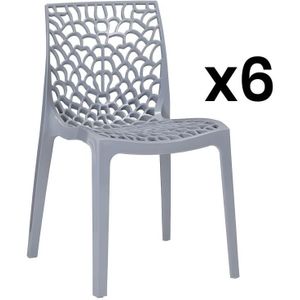 Lot de 6 chaises empilables DIADEME - Polypropylène - Gris clair