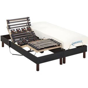 Elektrisch bed – bedbodem en matras – JASON met vormgeheugen en antracieten stof van NATUREA - 2x70x190 cm