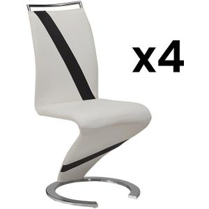 Vente-unique Set van 4 stoelen van kunstleer TWIZY - zwart & wit L 61 cm x H 100 cm x D 49 cm