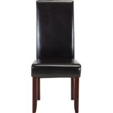 Set van 6 stoelen ROVIGO - Kunstleer - Bruin - Donkere houten poten L 47 cm x H 107 cm x D 63 cm