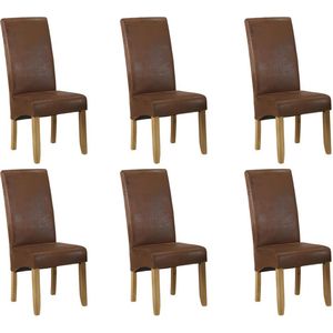 Set van 6 Stoelen SANTOS - Microvezel met Verouderde Lederlook