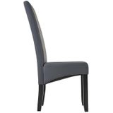 Set van 6 stoelen ROVIGO - kunstleer - mat grijs - zwarte houten poten L 47 cm x H 107 cm x D 63 cm