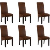 Set van 6 stoelen SANTOS - microvezel met verouderde lederlook - donker houten poten