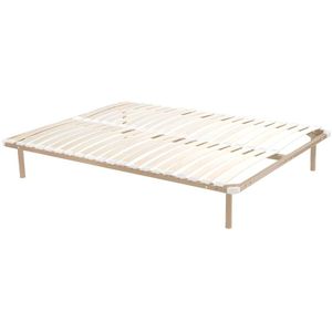 Lattenbodem - te monteren 140 x 190 cm - 2 x 19 latten - met poten - beige - KALISTA van YSMÉE