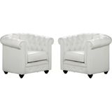 Set van 2 fauteuils CHESTERFIELD van kunstleer - Wit