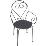 MYLIA Tuinset met tafel en 4 stoelen van metaal met smeedijzer aspect - Antraciet - GUERMANTES L 80 cm x H 89 cm x D 80 cm