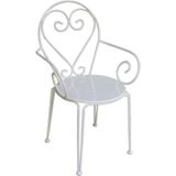 Metalen tuineetset met smeedijzer aspect : een tafel en 4 stoelen met armleuningen - wit - GUERMANTES