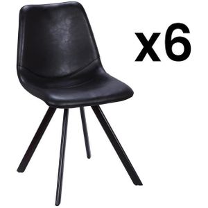 Set van 6 stoelen LUBINE - Kunstleer - Zwart L 44 cm x H 83.5 cm x D 59.5 cm