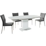 Set tafel + 4 stoelen TALICIA - Wit en grijs L 190 cm x H 75 cm x D 105 cm