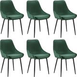 Set van 6 stoelen MASURIE - Fluweel - Groen