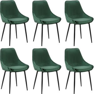 Set van 6 stoelen MASURIE - Fluweel - Groen L 49 cm x H 85.5 cm x D 56 cm