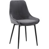 Set van 6 stoelen MASURIE - Fluweel - Grijs L 49 cm x H 85.5 cm x D 56 cm