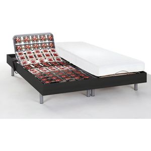 Elektrisch bed - bedbodem en matras - latex CASSIOPEE III van DREAMEA - OKIN motoren - 2 x 90 x 200 cm - zwart