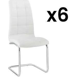 Vente-unique Set van 6 stoelen NADYA - Kunstleer - Wit L 43 cm x H 100 cm x D 60 cm