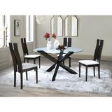 Set tafel CENTAURI + 4 stoelen SALENA - Beukenhout - Wengé