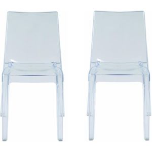 Set van 2 stapelbare stoelen LUCINDA - Polycarbonaat - Kristal L 50 cm x H 85 cm x D 50 cm