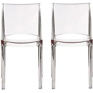 Set van 2 stapelbare stoelen HELLY - Massief polycarbonaat - kristal L 47 cm x H 83 cm x D 47 cm